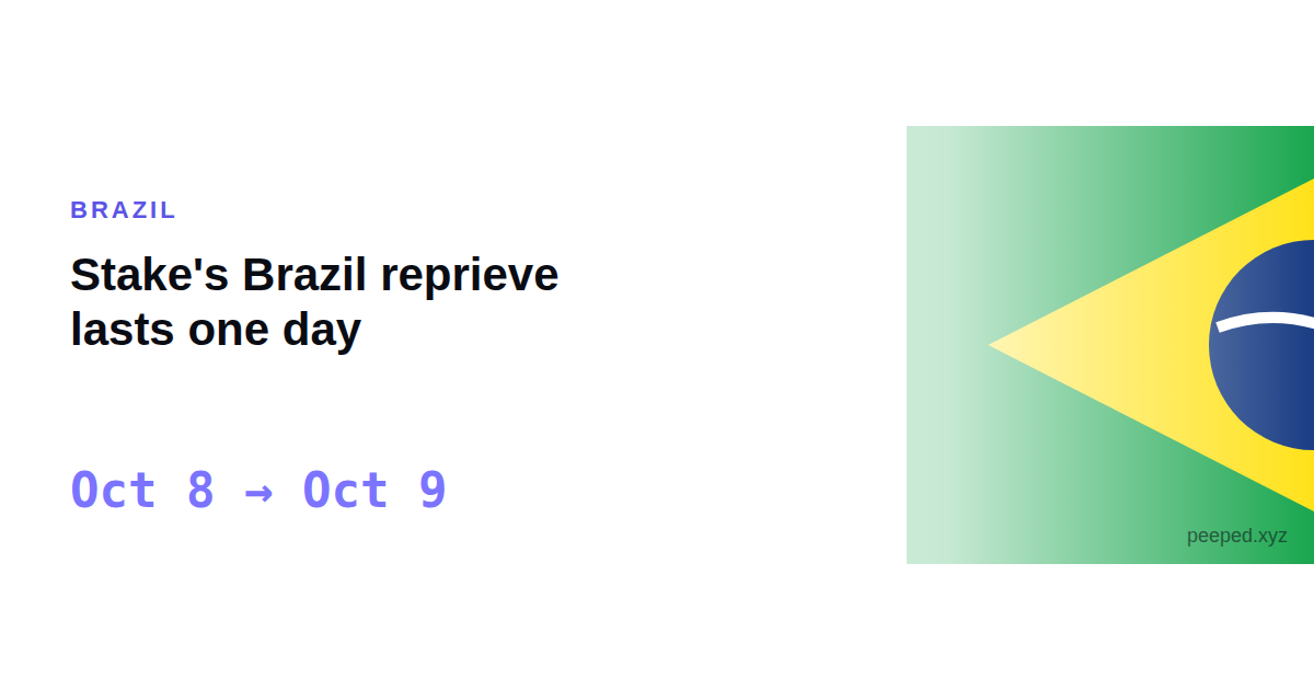 Card: Stake's Brazil reprieve lasts one day